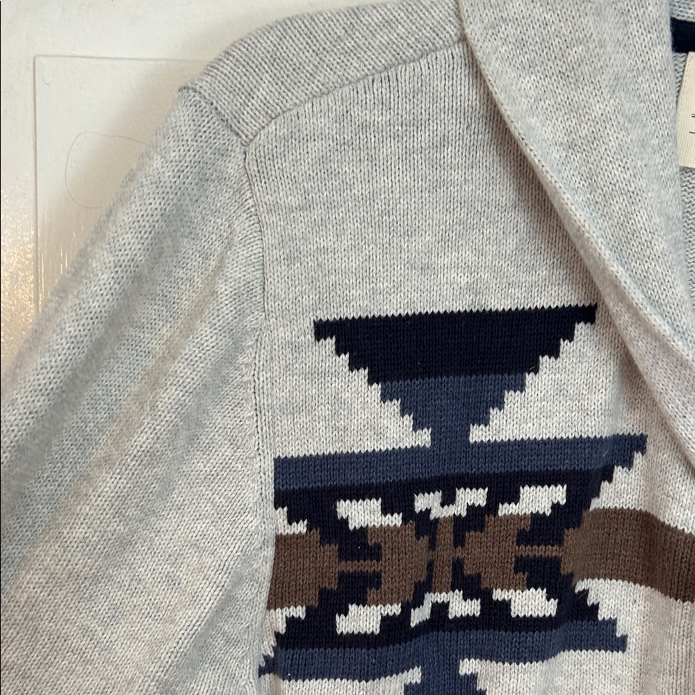 Urban Pipeline Men’s Sweater Cardigan Large Gray & Brown Cowl Aztec Southwestern - Picture 4 of 16